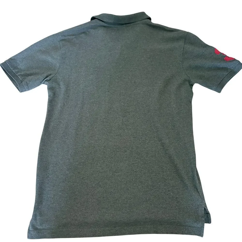 US Polo Assn Gray Polo ShirtMens Medium Red Logo Number 3 Patch Y2K preppy